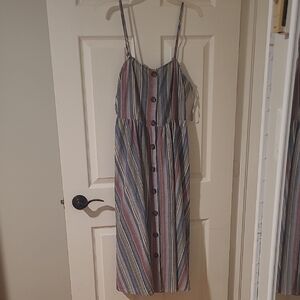 Striped Button-Down Maxi Dress